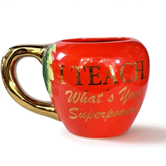 Red Apple Novelty Tea Coffee Mug 18oz “ I Teach, What’s Your Superpower? - Picture 1 of 7